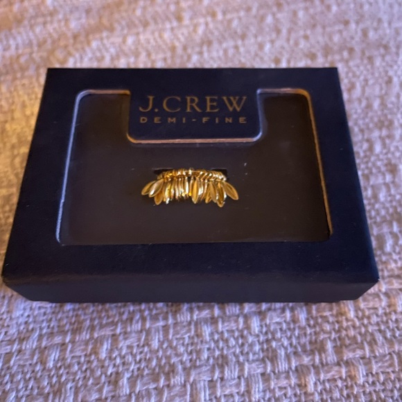 J.Crew 14k Gold-plated Leaf Fringe Ring Feather Demi-fine - Picture 2 of 5